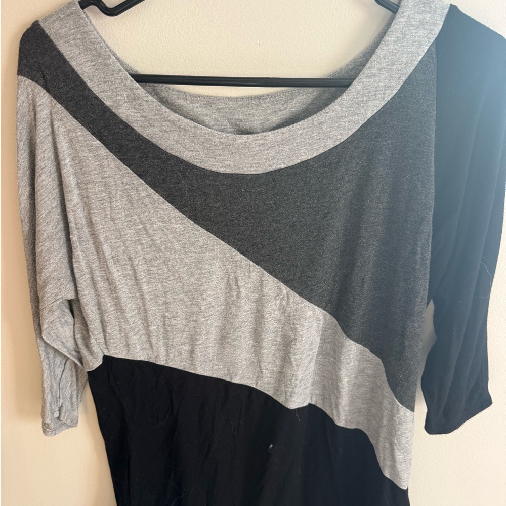 Y2K Black and Gray Colorblock Top